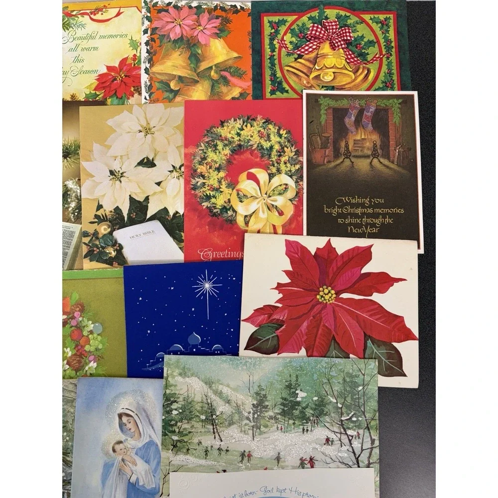 Vintage Christmas Cards Fronts ONLY Traditional Scrapbooking Decoupage Lot 50+